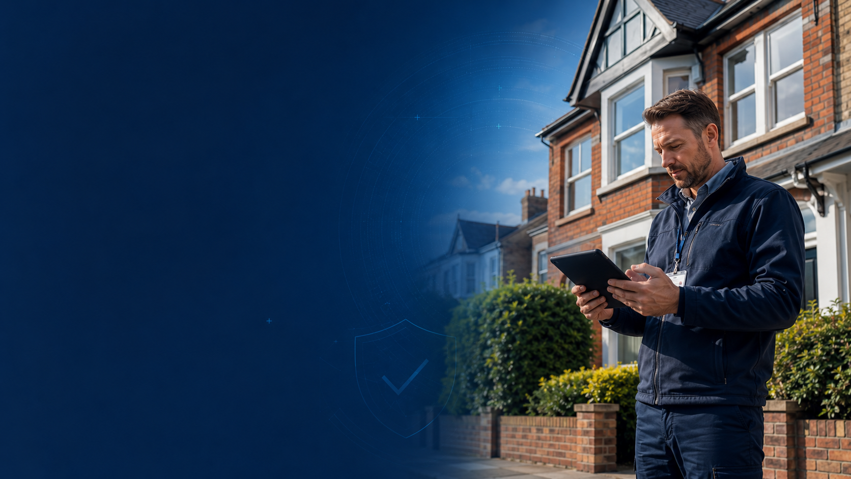 Property professionals reviewing the customer portal on a tablet